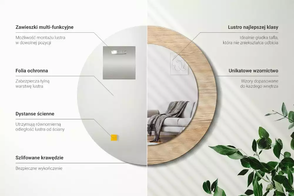 Espelho decorativo redondo Madeira