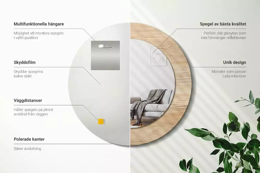 Espelho decorativo redondo Madeira