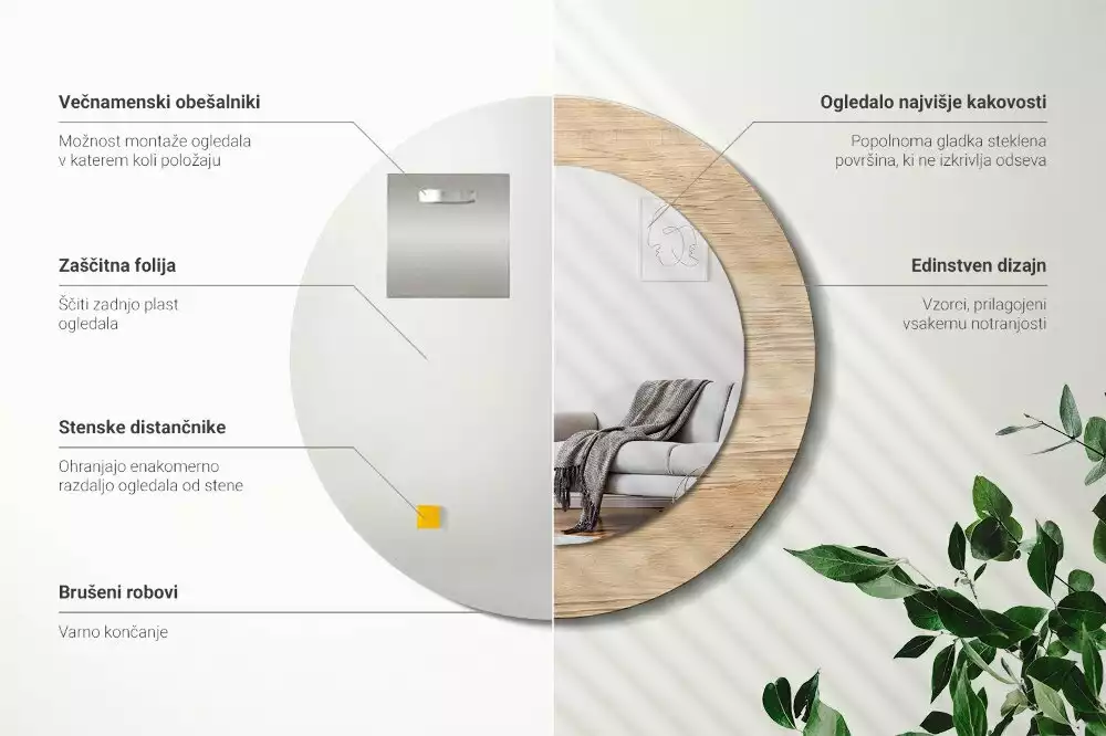 Espelho decorativo redondo Madeira