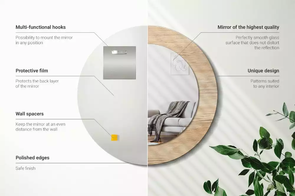 Espelho decorativo redondo Madeira