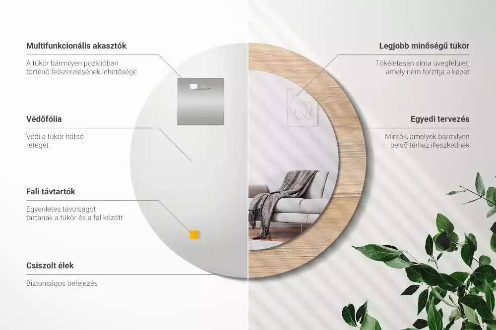 Espelho decorativo redondo Madeira