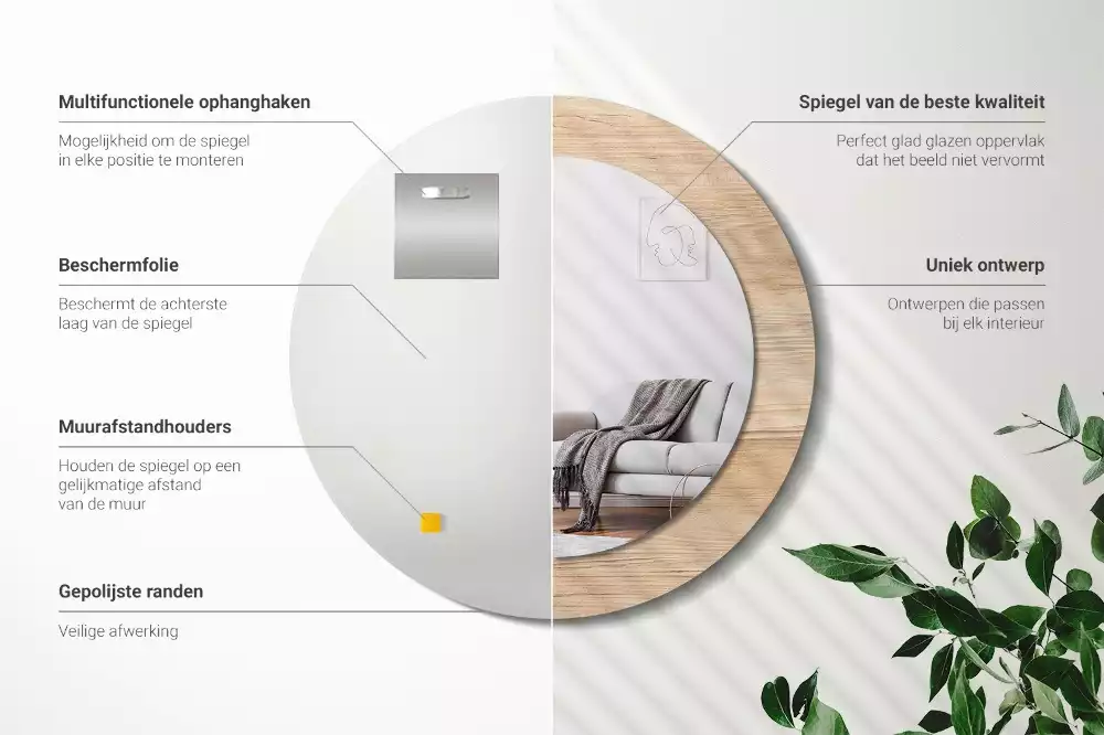 Espelho decorativo redondo Madeira