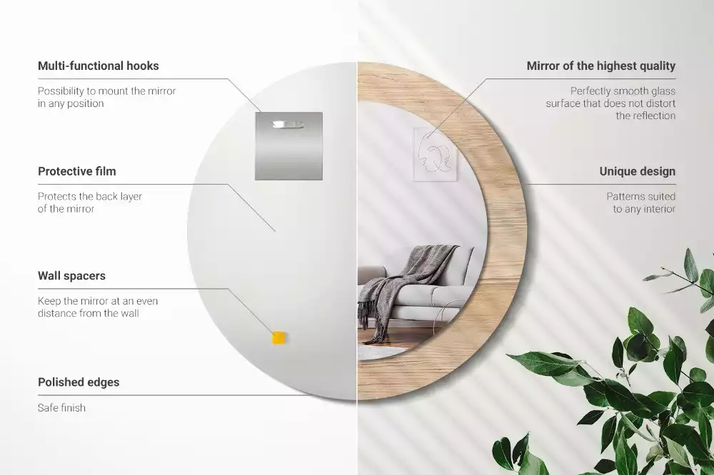 Espelho decorativo redondo Madeira