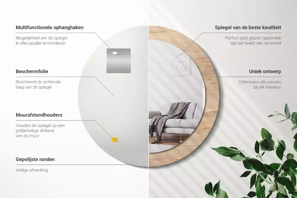 Espelho decorativo redondo Madeira