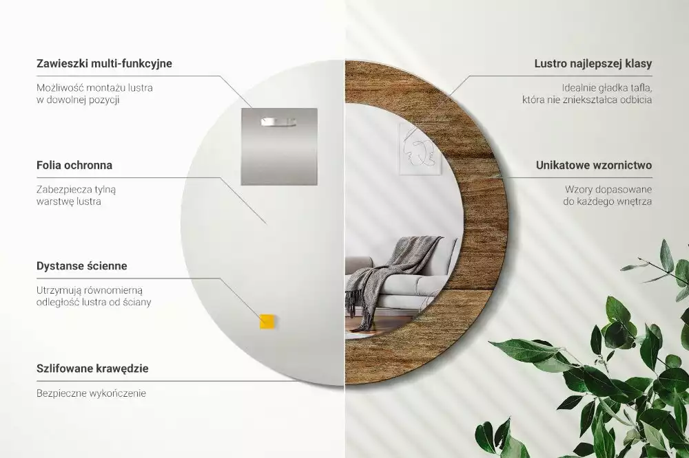 Espelho redondo decorativo Madeira velha