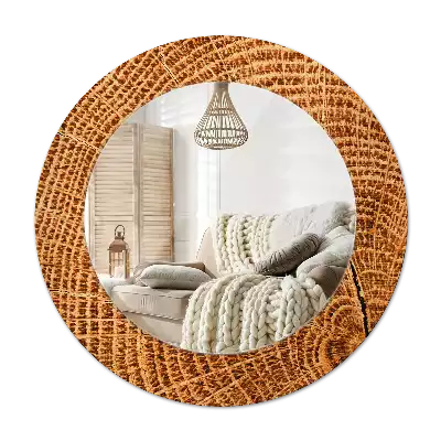 Espelho redondo decorativo Madeira de carvalho