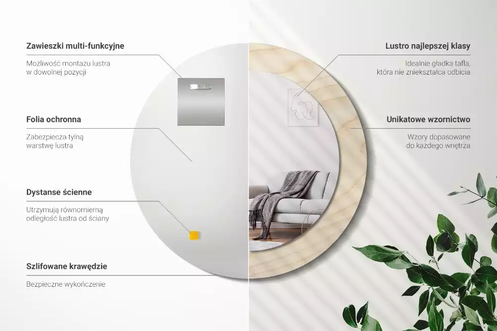 Espelho redondo decorativo Madeira clara