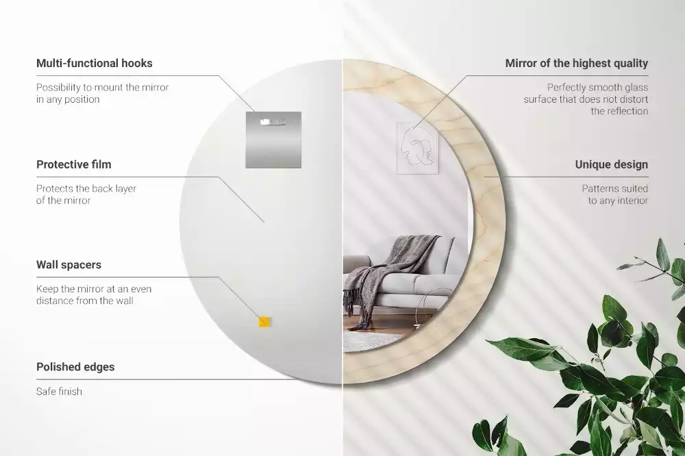 Espelho redondo decorativo Madeira clara