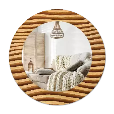 Espelho decorativo redondo Onda de madeira