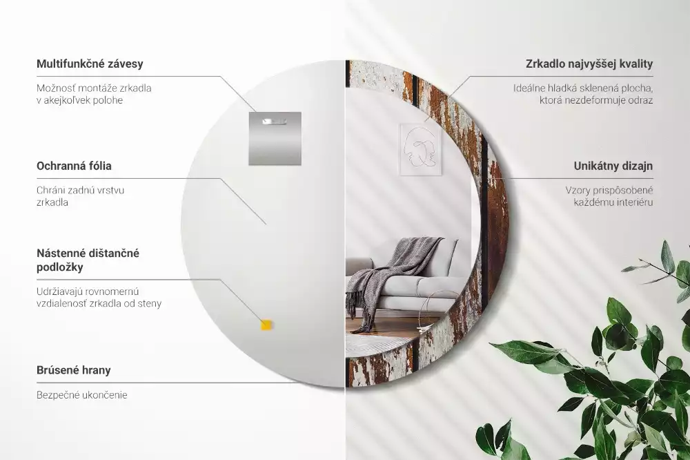 Espelho redondo decorativo Madeira escura vintage