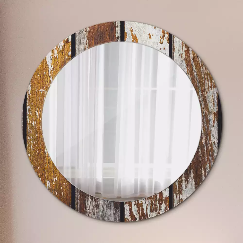 Espelho redondo decorativo Madeira escura vintage