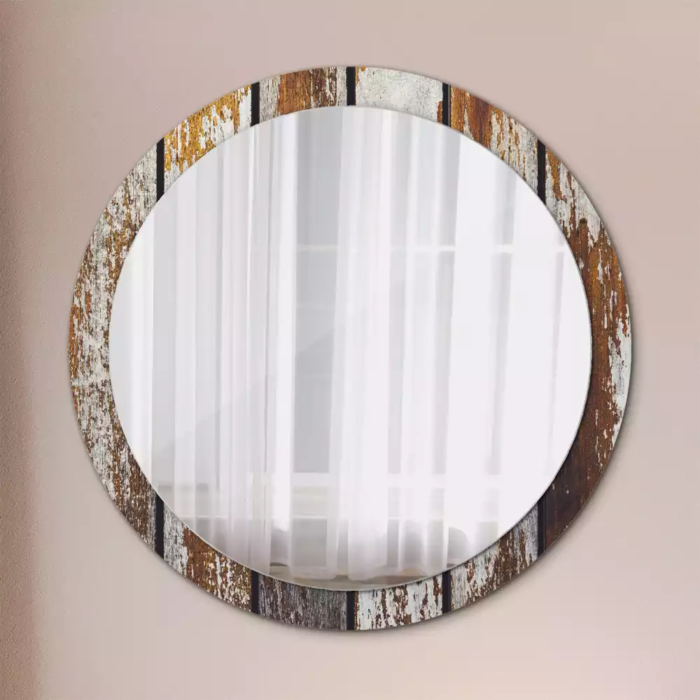 Espelho redondo decorativo Madeira escura vintage