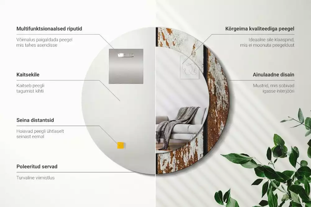 Espelho redondo decorativo Madeira escura vintage