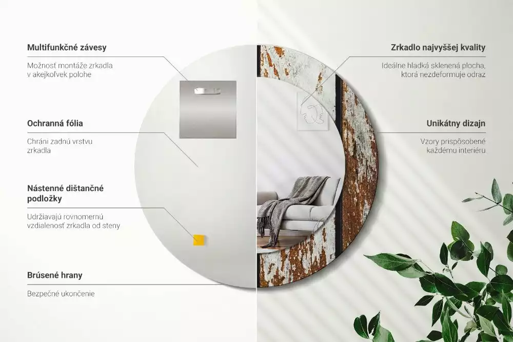 Espelho redondo decorativo Madeira escura vintage