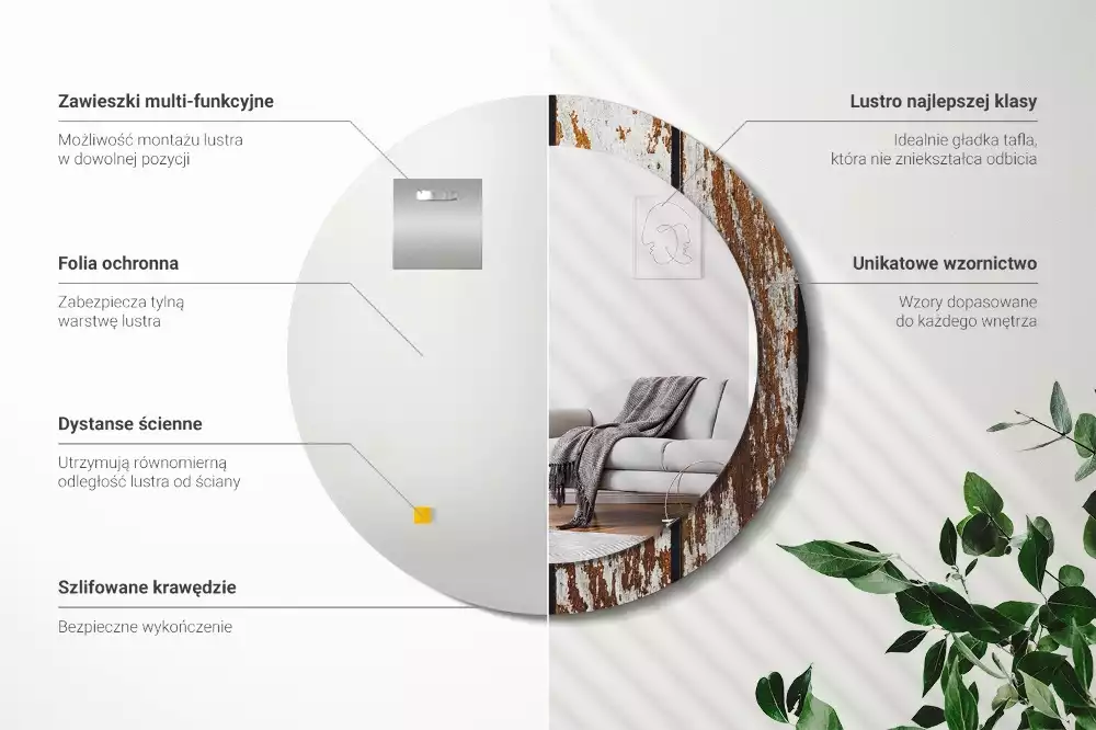 Espelho redondo decorativo Madeira escura vintage