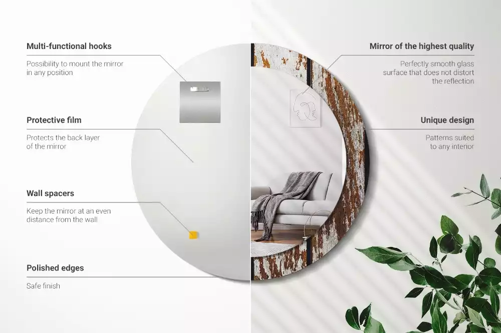 Espelho redondo decorativo Madeira escura vintage