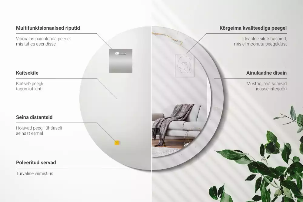 Espelho decorativo redondo Mármore branco