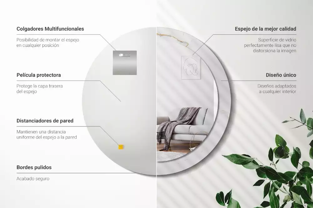 Espelho decorativo redondo Mármore branco