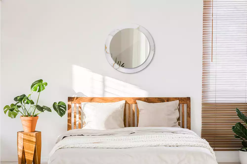 Espelho decorativo redondo Mármore branco