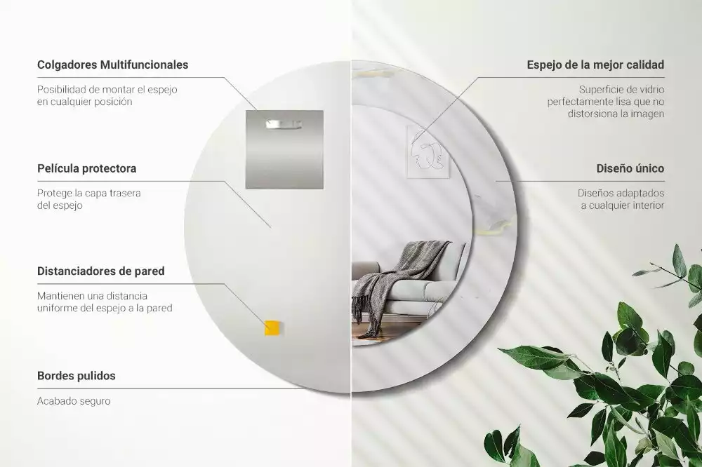 Espelho decorativo redondo Mármore branco