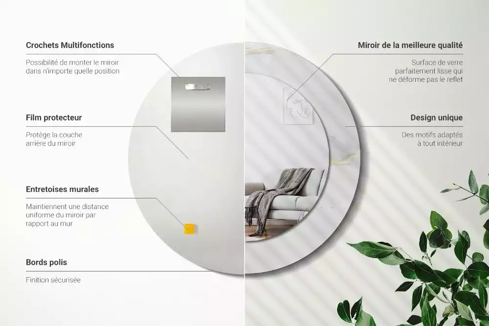 Espelho decorativo redondo Mármore branco