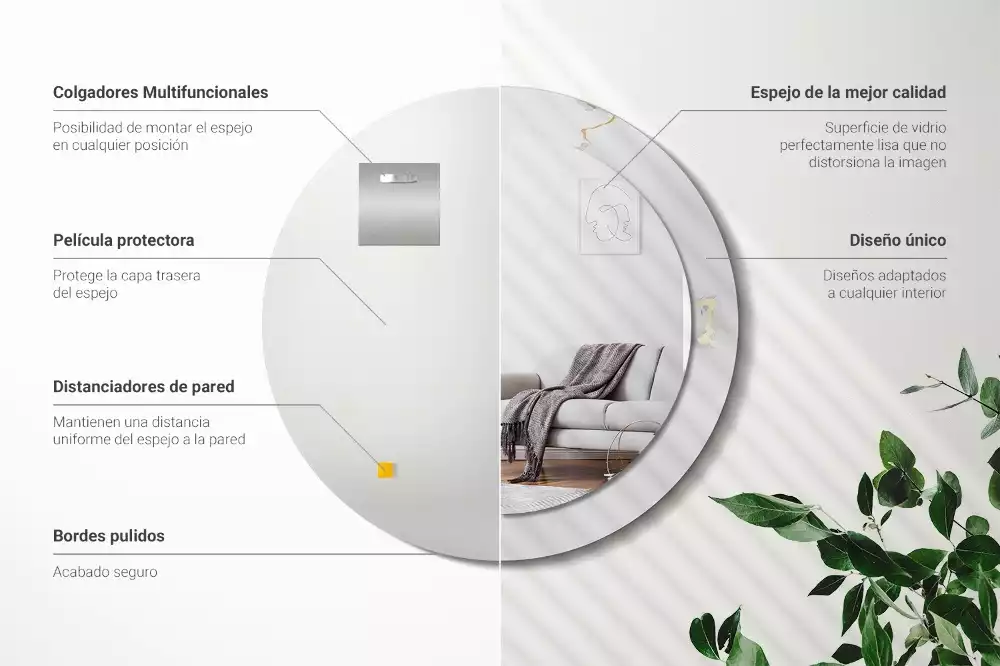 Espelho decorativo redondo Mármore branco