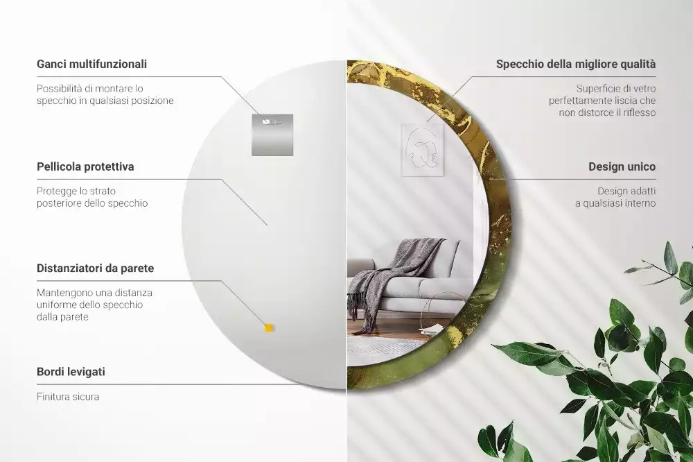 Espelho redondo decorativo Redemoinhos metálicos