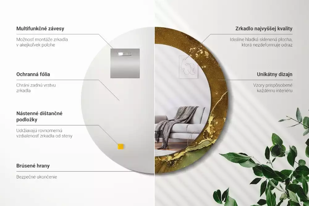 Espelho redondo decorativo Redemoinhos metálicos