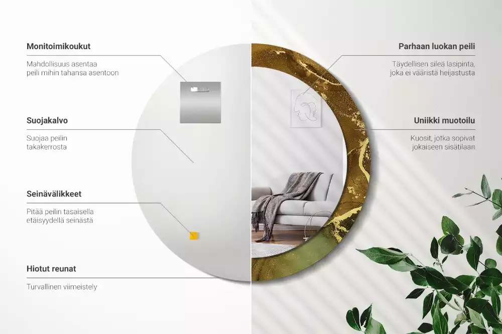 Espelho redondo decorativo Redemoinhos metálicos