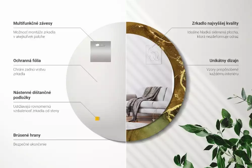 Espelho redondo decorativo Redemoinhos metálicos