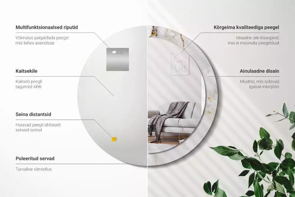 Espelho decorativo redondo Mármore brilhante