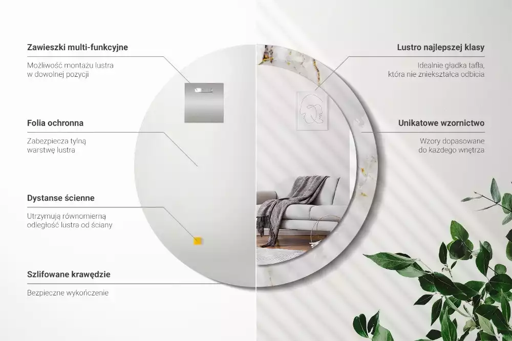 Espelho decorativo redondo Mármore brilhante