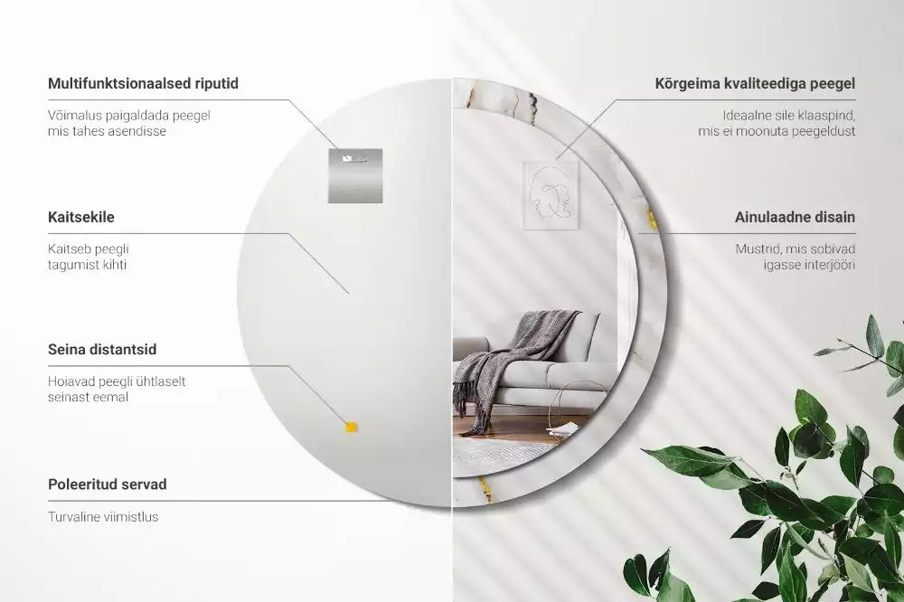 Espelho decorativo redondo Mármore brilhante