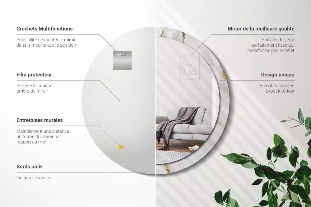 Espelho decorativo redondo Mármore brilhante