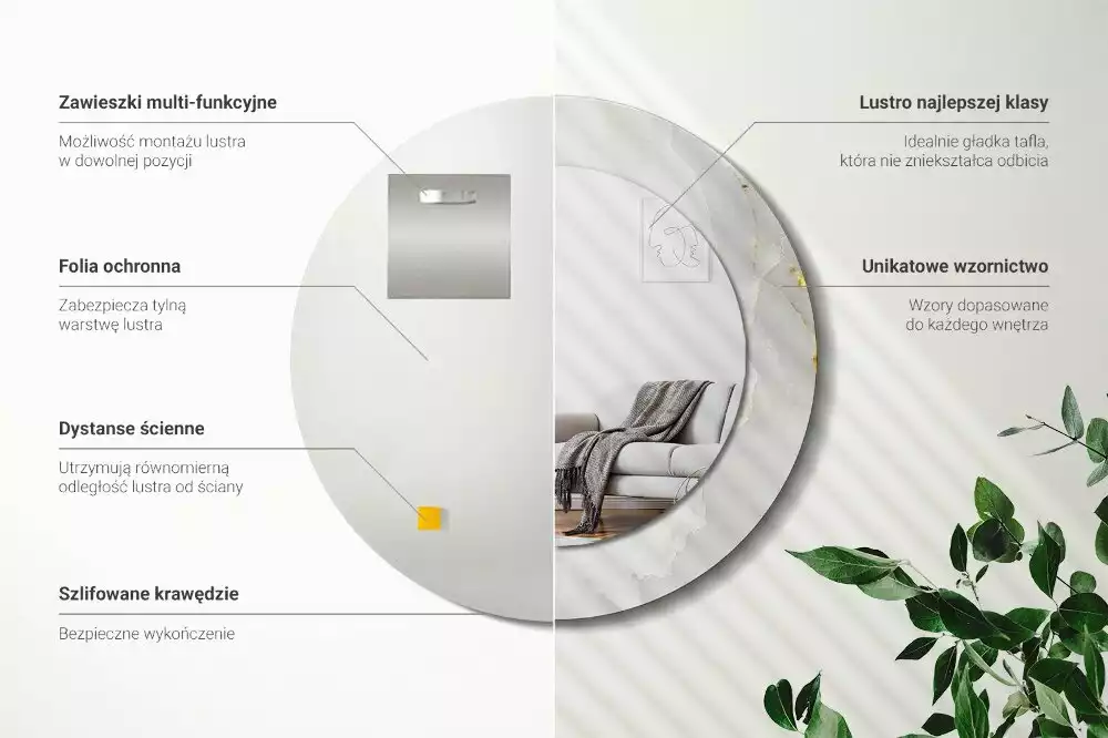 Espelho decorativo redondo Mármore brilhante