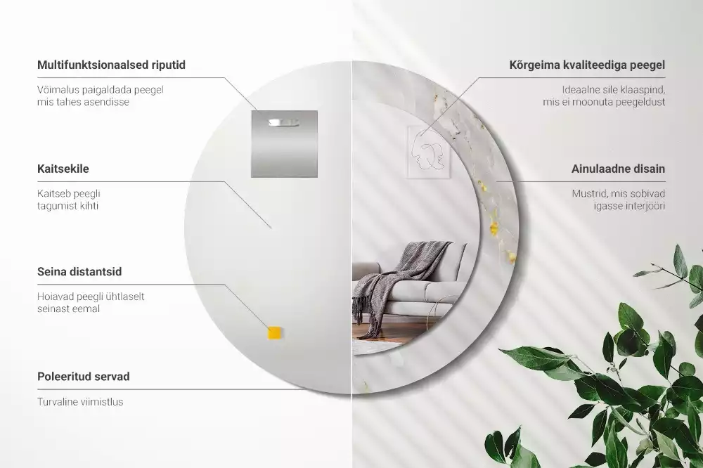 Espelho decorativo redondo Mármore brilhante