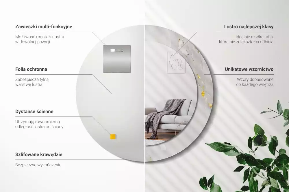 Espelho decorativo redondo Mármore brilhante