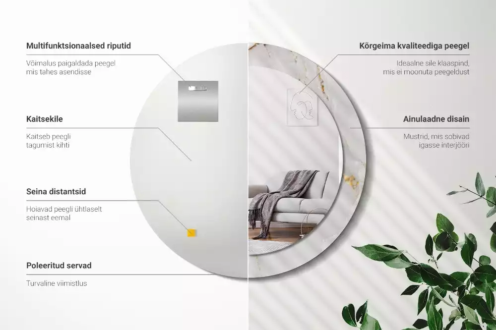 Espelho decorativo redondo Mármore brilhante