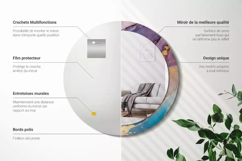 Espelho decorativo redondo Pedra de mármore