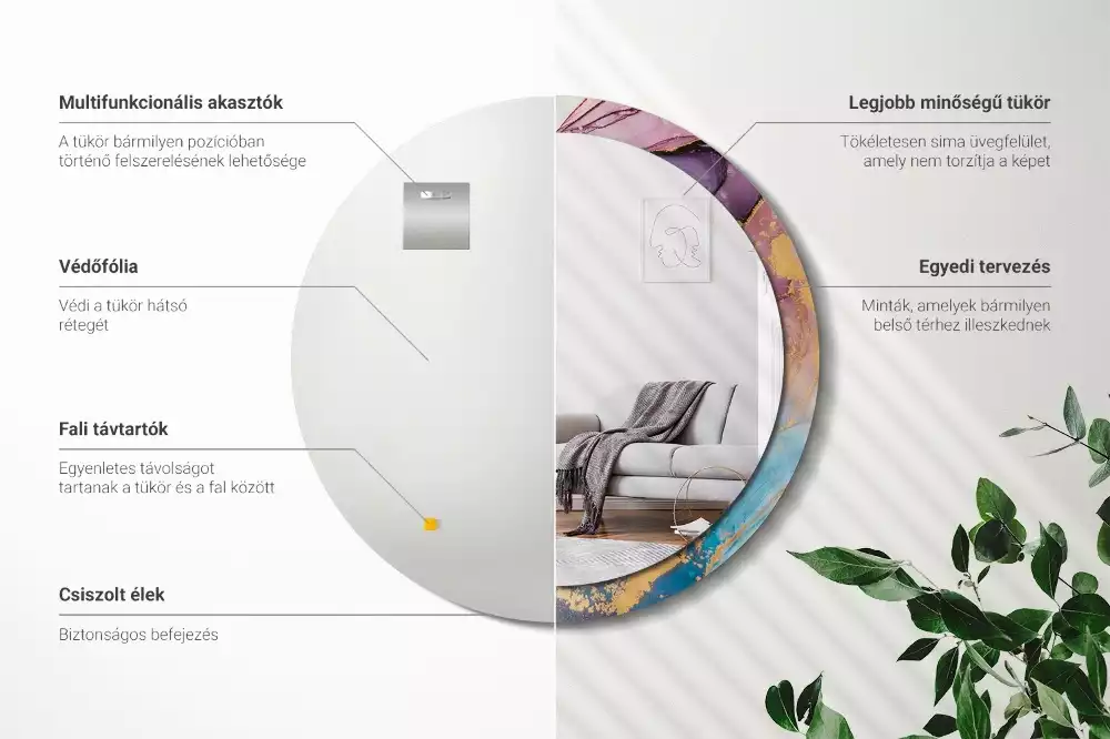 Espelho decorativo redondo Pedra de mármore