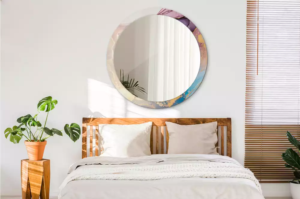 Espelho decorativo redondo Pedra de mármore
