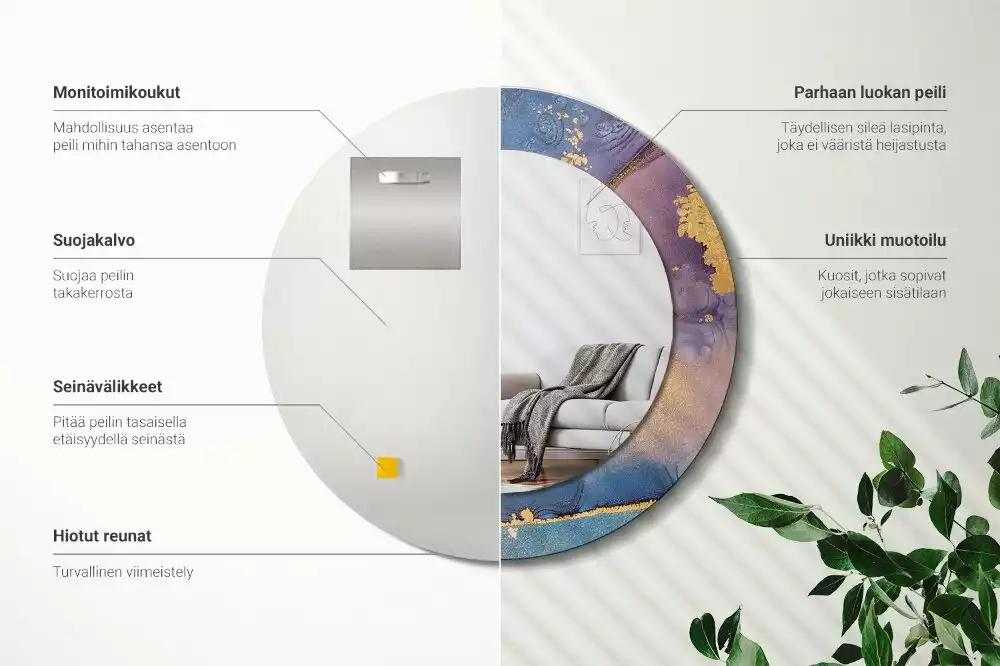 Espelho decorativo redondo Pedra de mármore