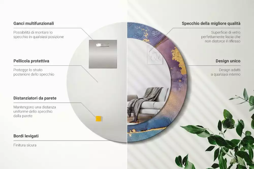 Espelho decorativo redondo Pedra de mármore