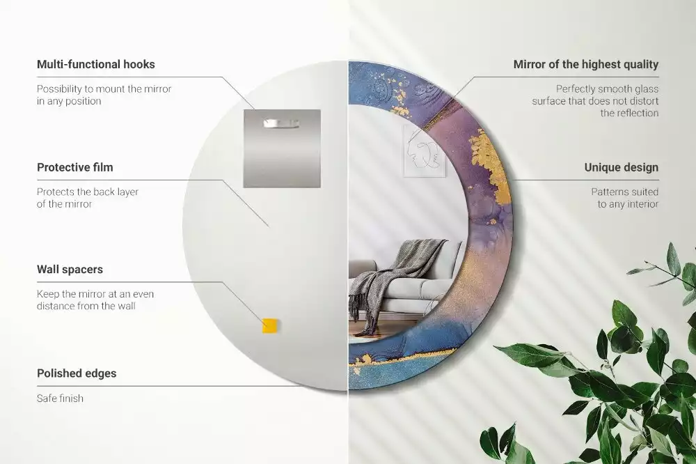 Espelho decorativo redondo Pedra de mármore