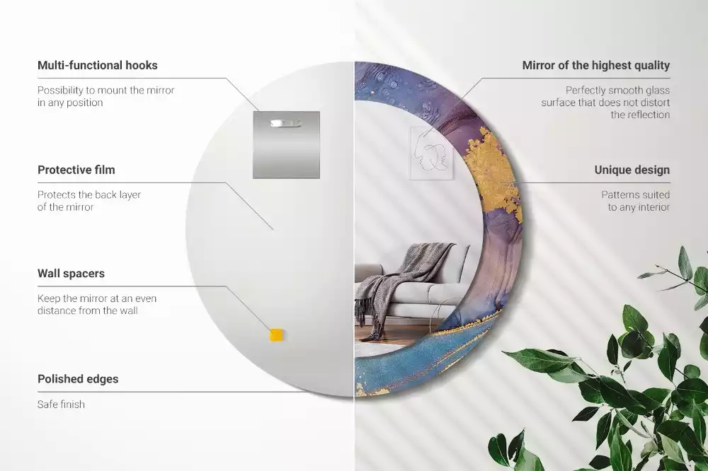 Espelho decorativo redondo Pedra de mármore