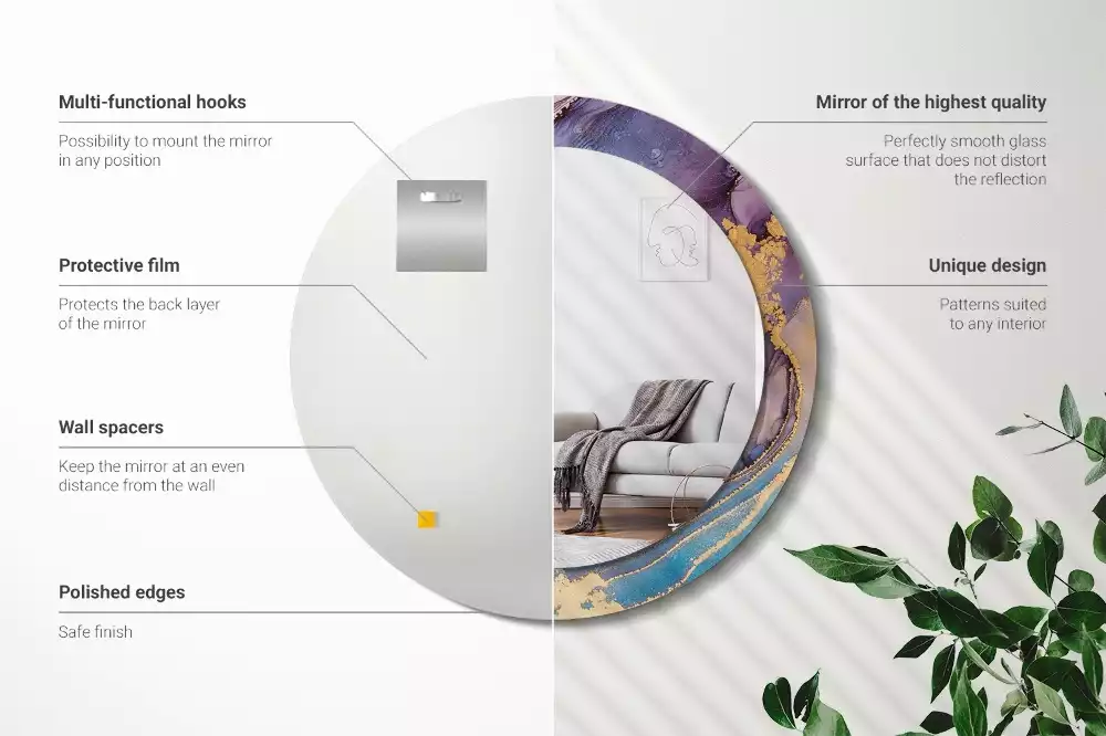 Espelho decorativo redondo Pedra de mármore