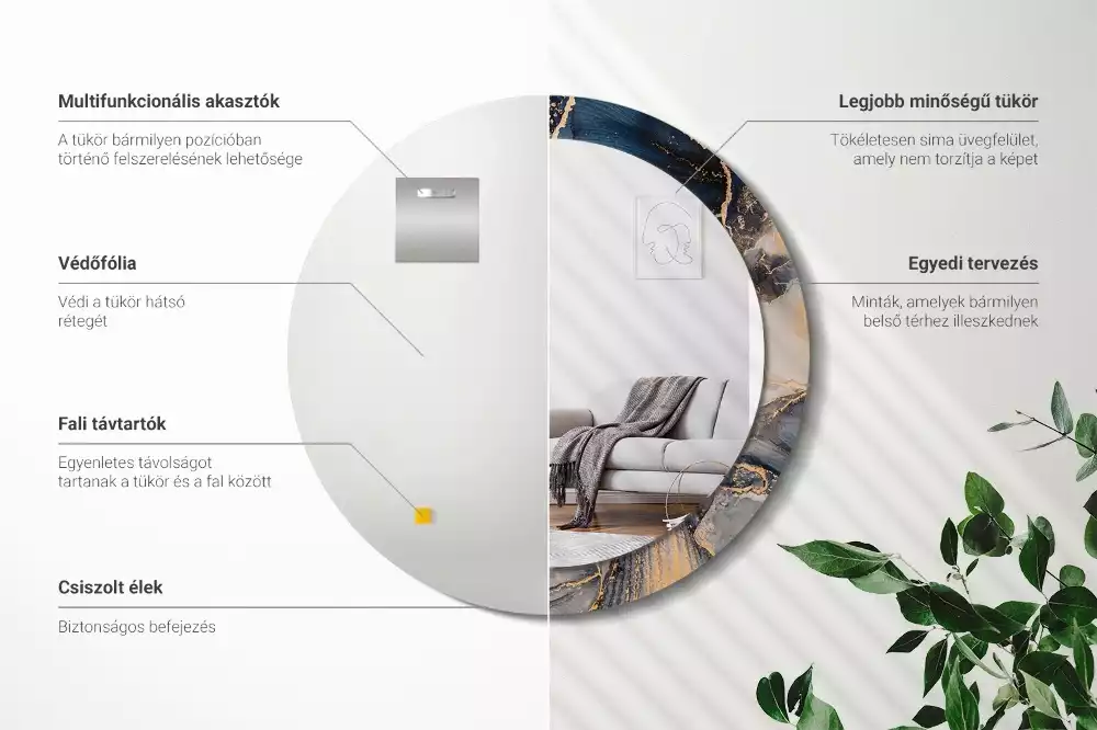 Espelho redondo decorativo Tintas abstratas