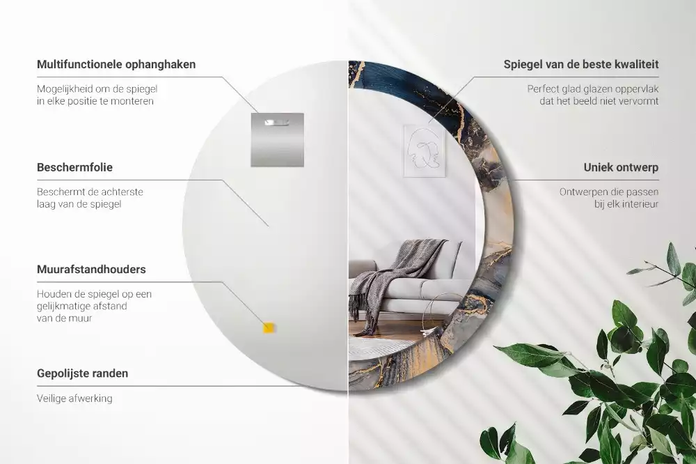 Espelho redondo decorativo Tintas abstratas