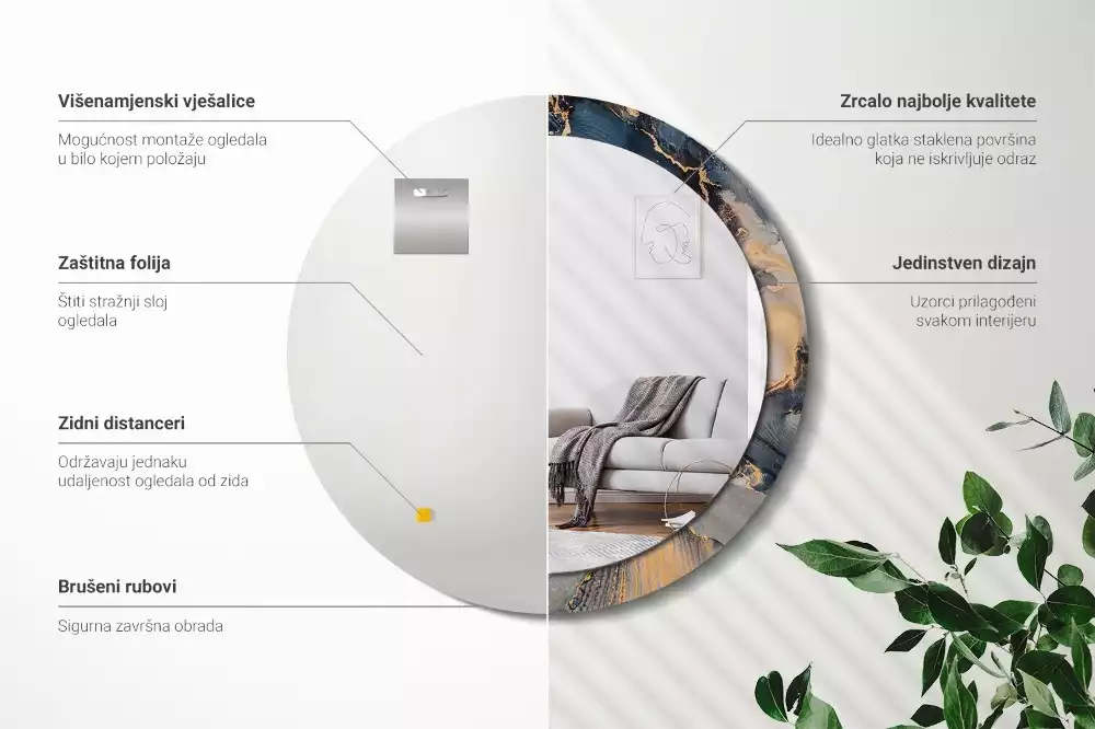 Espelho redondo decorativo Tintas abstratas