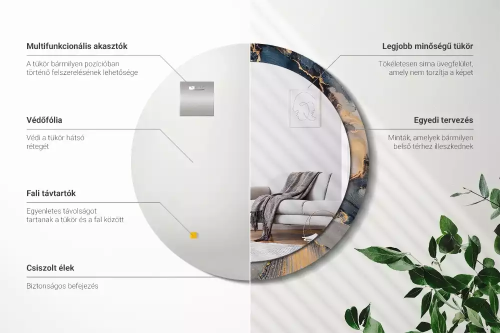 Espelho redondo decorativo Tintas abstratas